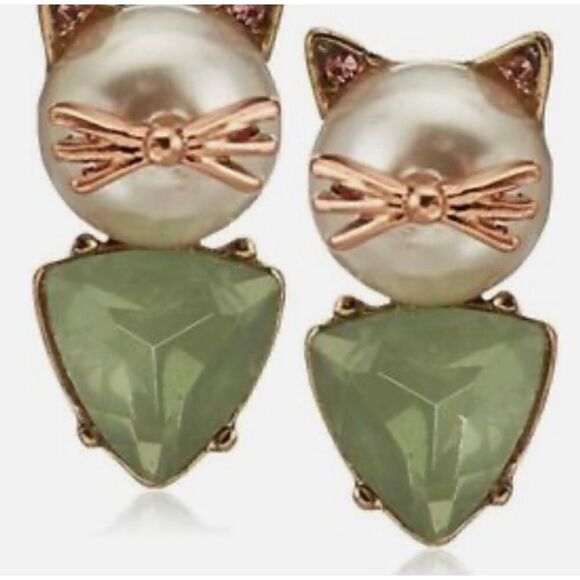 💚 Betsey Johnson NEW unique kitty cat earrings 💚 - Picture 2 of 6